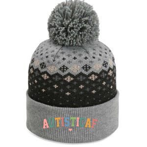 Autistic Af Autism Awareness Colorful The Baniff Cuffed Pom Beanie