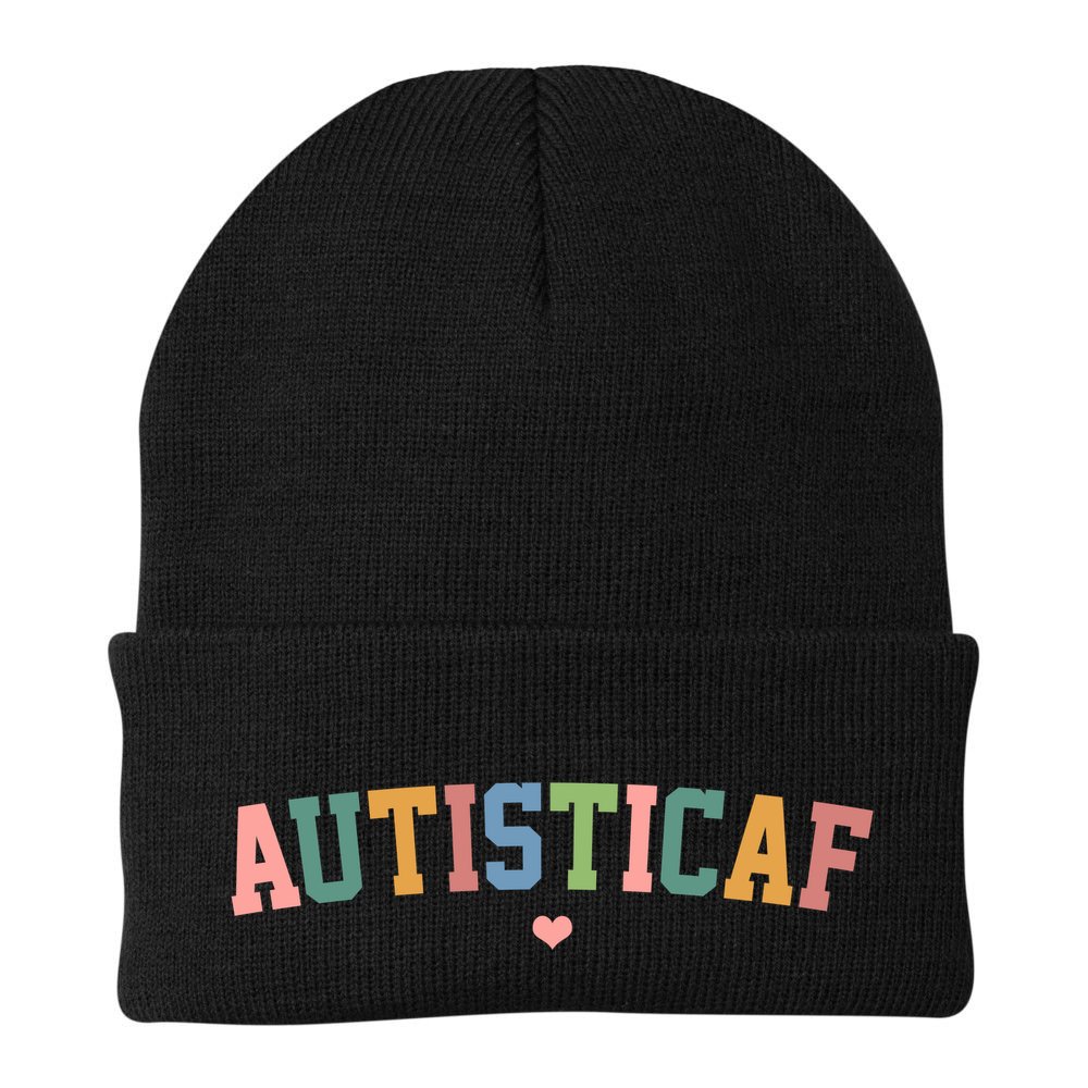 Autistic Af Autism Awareness Colorful Beanie