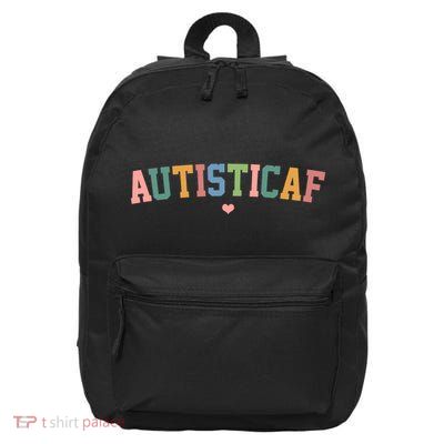Autistic Af Autism Awareness Colorful 16 in Basic Backpack