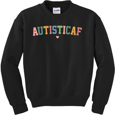 Autistic Af Autism Awareness Colorful Kids Sweatshirt