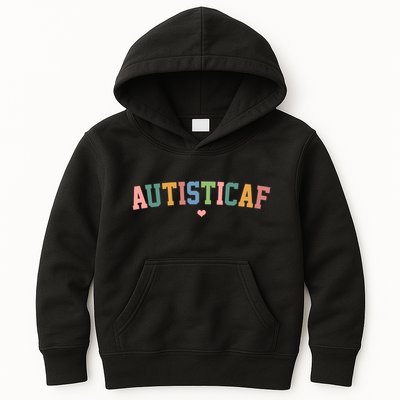 Autistic Af Autism Awareness Colorful Kids Hoodie