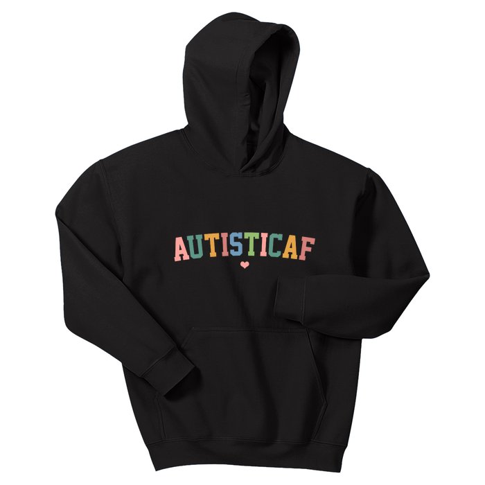 Autistic Af Autism Awareness Colorful Kids Hoodie