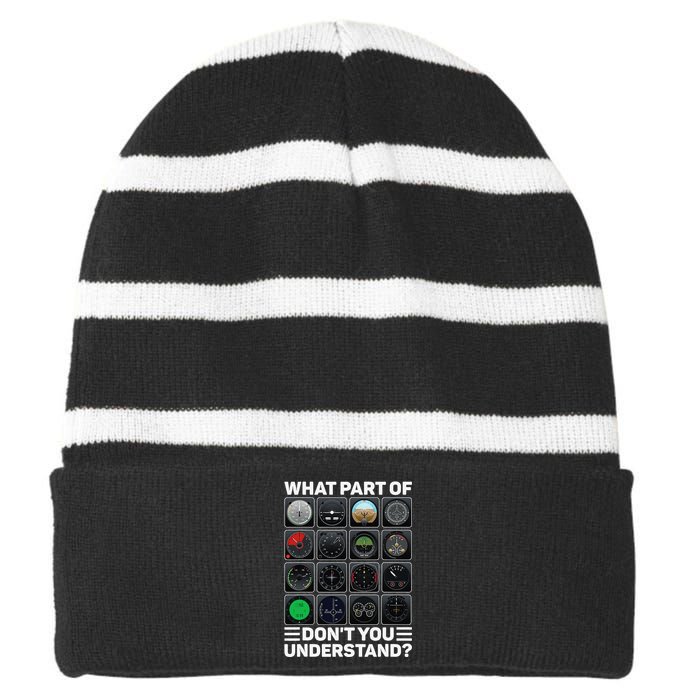 Airline Aircraft Airplane Pilot Tools Instruments Indicators Striped Beanie with Solid Band