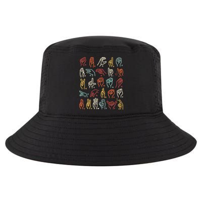 Asl Abc American Sign Language Alphabet Retro Deaf Awareness Cool Comfort Performance Bucket Hat