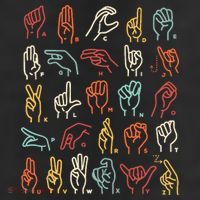 Asl Abc American Sign Language Alphabet Retro Deaf Awareness 7 Panel Mesh Trucker Snapback Hat