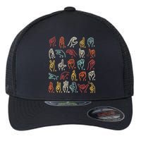 Asl Abc American Sign Language Alphabet Retro Deaf Awareness Flexfit Unipanel Trucker Cap