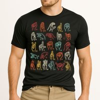 Asl Abc American Sign Language Alphabet Retro Deaf Awareness Performance Shirt