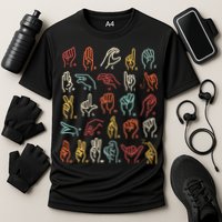 Asl Abc American Sign Language Alphabet Retro Deaf Awareness Performance Shirt