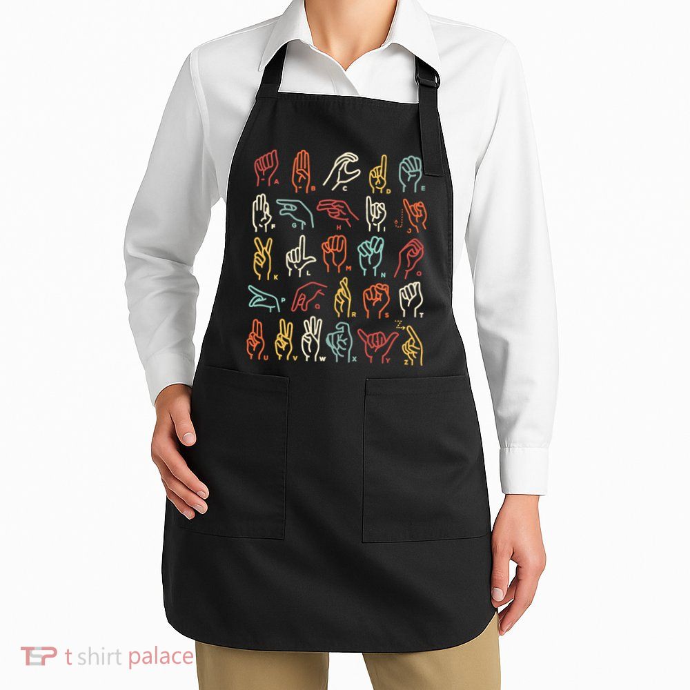 Asl Abc American Sign Language Alphabet Retro Deaf Awareness Apron