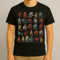 Asl Abc American Sign Language Alphabet Retro Deaf Awareness T-Shirt