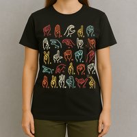 Asl Abc American Sign Language Alphabet Retro Deaf Awareness T-Shirt
