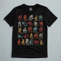 Asl Abc American Sign Language Alphabet Retro Deaf Awareness T-Shirt