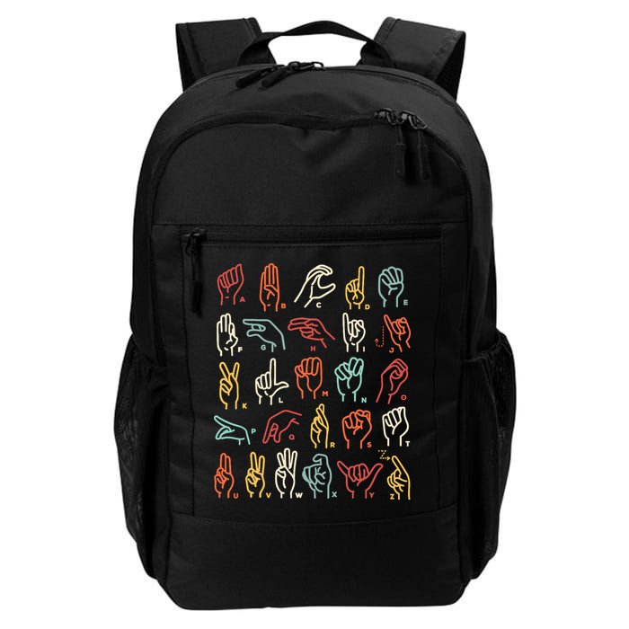 Asl Abc American Sign Language Alphabet Retro Deaf Awareness Backpack