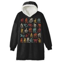 Asl Abc American Sign Language Alphabet Retro Deaf Awareness Hooded Wearable Blanket