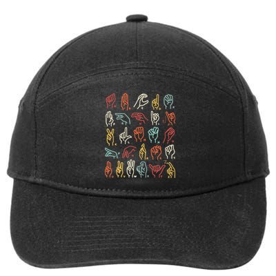 Asl Abc American Sign Language Alphabet Retro Deaf Awareness 7-Panel Snapback Hat