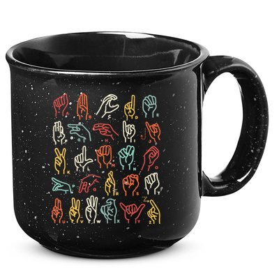Asl Abc American Sign Language Alphabet Retro Deaf Awareness 15oz Campfire Ceramic Mug