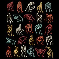 Asl Abc American Sign Language Alphabet Retro Deaf Awareness Drawstring Bag