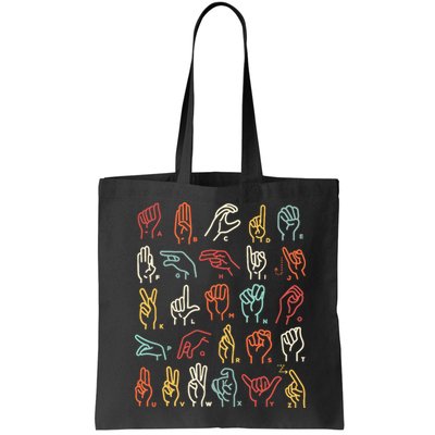 Asl Abc American Sign Language Alphabet Retro Deaf Awareness Bag