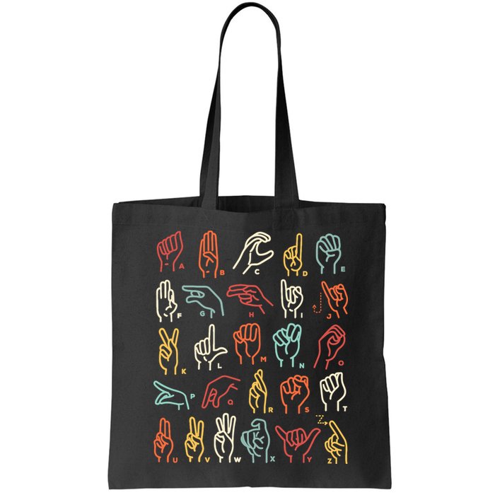 Asl Abc American Sign Language Alphabet Retro Deaf Awareness Bag