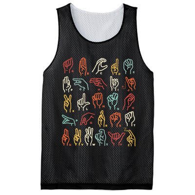 Asl Abc American Sign Language Alphabet Retro Deaf Awareness Mesh Reversible Basketball Jersey Tank