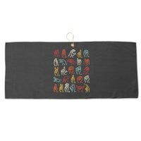 Asl Abc American Sign Language Alphabet Retro Deaf Awareness Large Microfiber Waffle Golf Towel