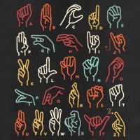 Asl Abc American Sign Language Alphabet Retro Deaf Awareness Large Microfiber Waffle Golf Towel