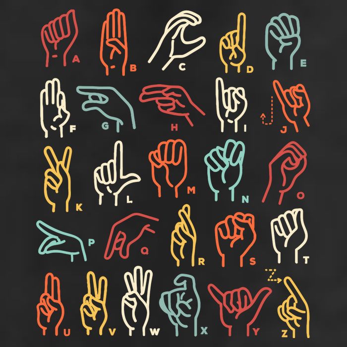 Asl Abc American Sign Language Alphabet Retro Deaf Awareness Large Microfiber Waffle Golf Towel