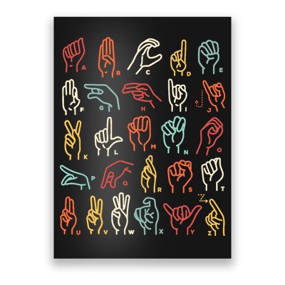 Asl Abc American Sign Language Alphabet Retro Deaf Awareness Poster