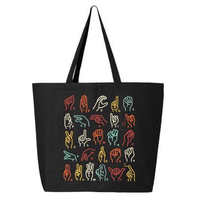 Asl Abc American Sign Language Alphabet Retro Deaf Awareness 25L Jumbo Tote