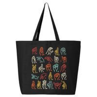 Asl Abc American Sign Language Alphabet Retro Deaf Awareness 25L Jumbo Tote