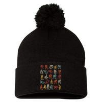 Asl Abc American Sign Language Alphabet Retro Deaf Awareness Pom Pom 12in Knit Beanie