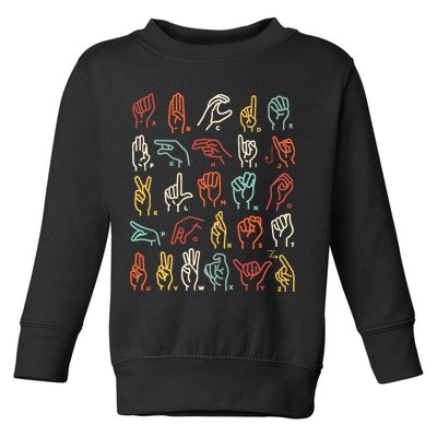 Asl Abc American Sign Language Alphabet Retro Deaf Awareness Toddler Sweatshirt