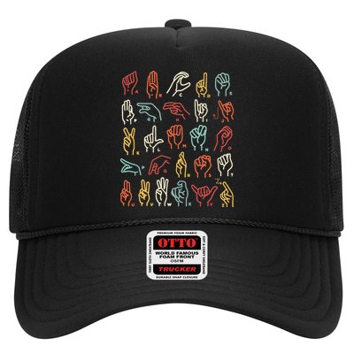 Asl Abc American Sign Language Alphabet Retro Deaf Awareness Trucker Hat