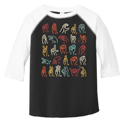 Asl Abc American Sign Language Alphabet Retro Deaf Awareness Toddler Fine Jersey T-Shirt