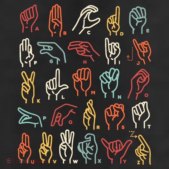 Asl Abc American Sign Language Alphabet Retro Deaf Awareness Golf Towel