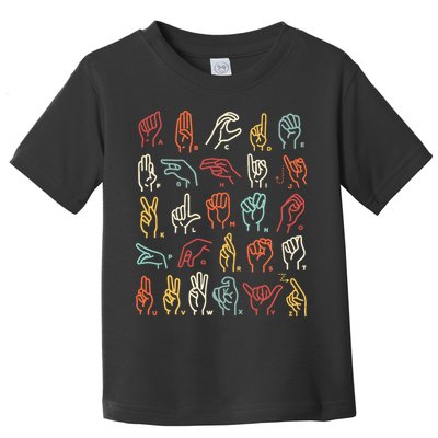 Asl Abc American Sign Language Alphabet Retro Deaf Awareness Toddler T-Shirt