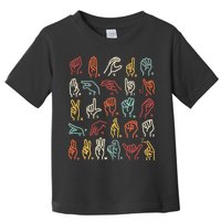 Asl Abc American Sign Language Alphabet Retro Deaf Awareness Toddler T-Shirt