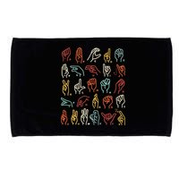 Asl Abc American Sign Language Alphabet Retro Deaf Awareness Microfiber Hand Towel