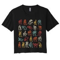 Asl Abc American Sign Language Alphabet Retro Deaf Awareness Crop Top