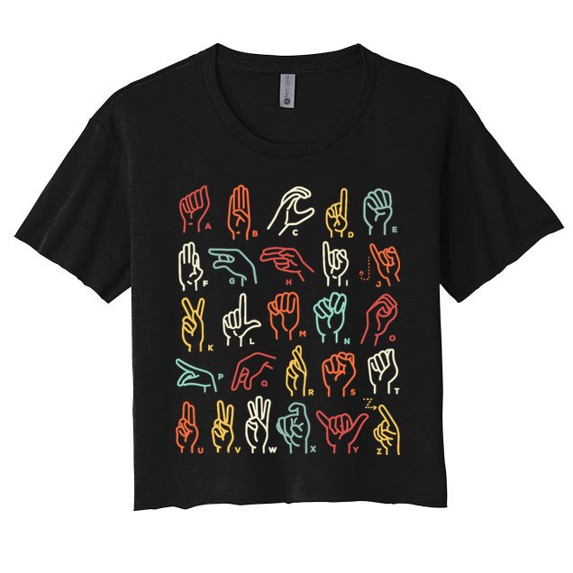Asl Abc American Sign Language Alphabet Retro Deaf Awareness Crop Top