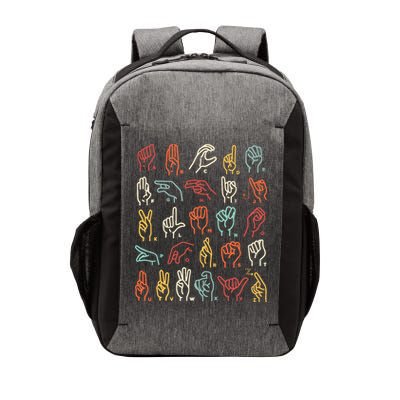 Asl Abc American Sign Language Alphabet Retro Deaf Awareness Vector Backpack