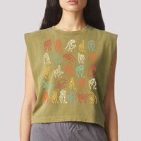 Asl Abc American Sign Language Alphabet Retro Deaf Awareness Garment-Dyed Women's Muscle Tee