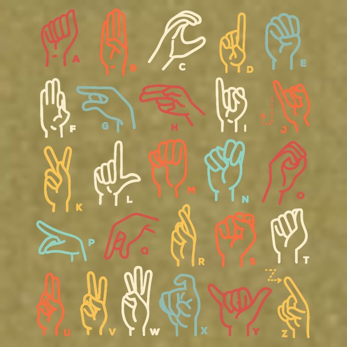 Asl Abc American Sign Language Alphabet Retro Deaf Awareness Garment-Dyed Women's Muscle Tee
