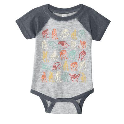 Asl Abc American Sign Language Alphabet Retro Deaf Awareness Infant Baby Jersey Bodysuit