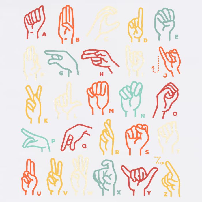 Asl Abc American Sign Language Alphabet Retro Deaf Awareness Garment-Dyed Sweatshirt