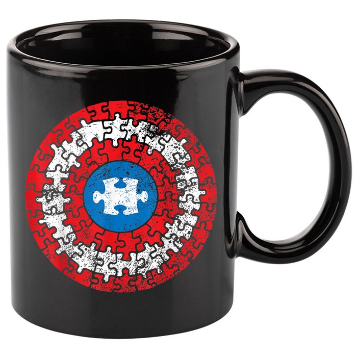 Autism Awareness America Shield Parody Spoof Design 11oz C Handle Ceramic Mug