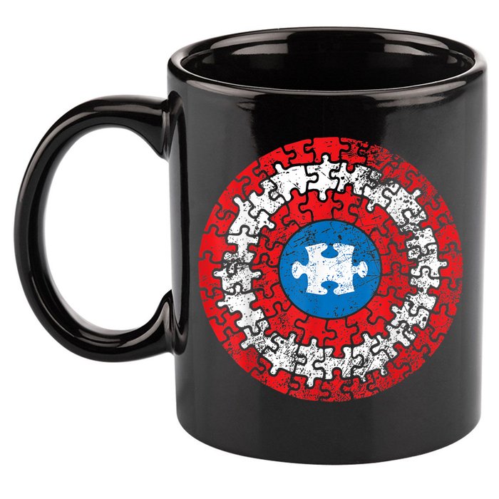 Autism Awareness America Shield Parody Spoof Design 11oz C Handle Ceramic Mug