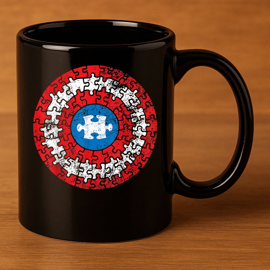 Autism Awareness America Shield Parody Spoof Design 11oz C Handle Ceramic Mug