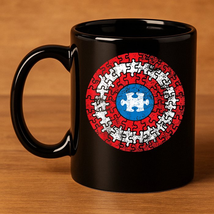 Autism Awareness America Shield Parody Spoof Design 11oz C Handle Ceramic Mug