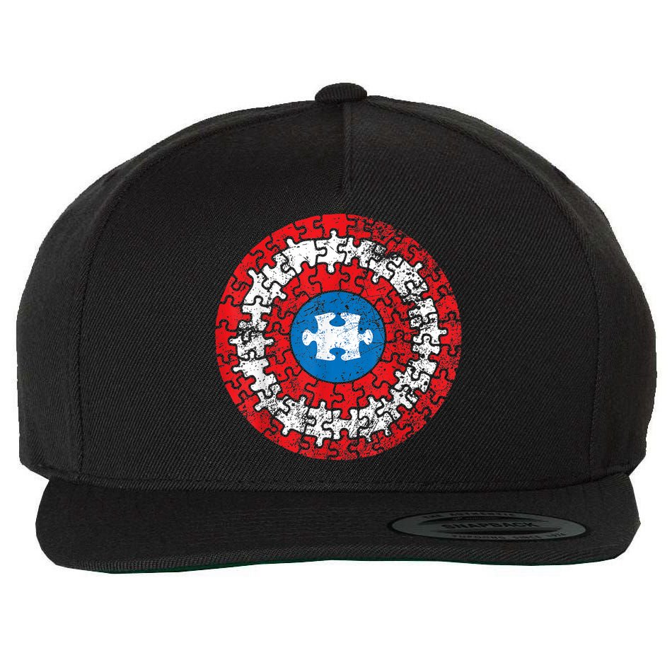 Autism Awareness America Shield Parody Spoof Design Wool Snapback Cap